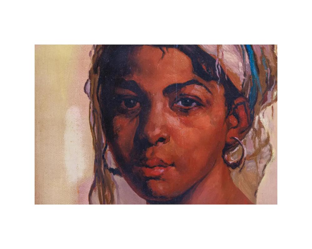 Emile Deckers 'Belgian, 1885 –1968' a Portrait Painting of an Algerian Woman 2