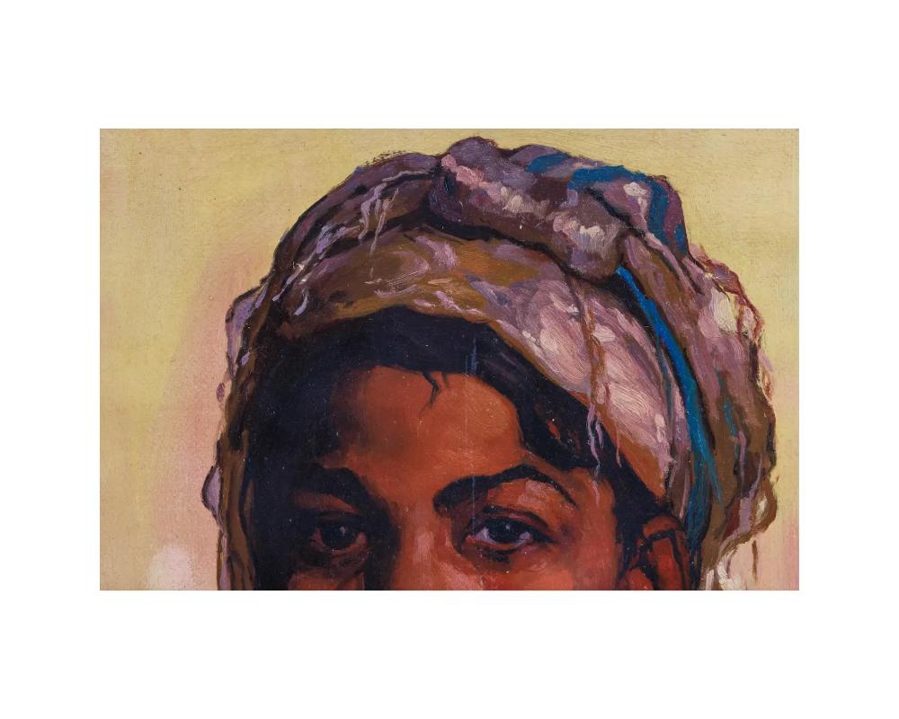 Emile Deckers 'Belgian, 1885 –1968' a Portrait Painting of an Algerian Woman 3