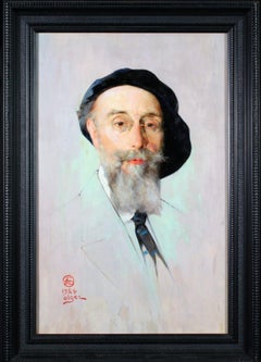 Porträt eines Künstlers – belgisches impressionistisches Ölgemälde, Gentleman von Emile Deckers