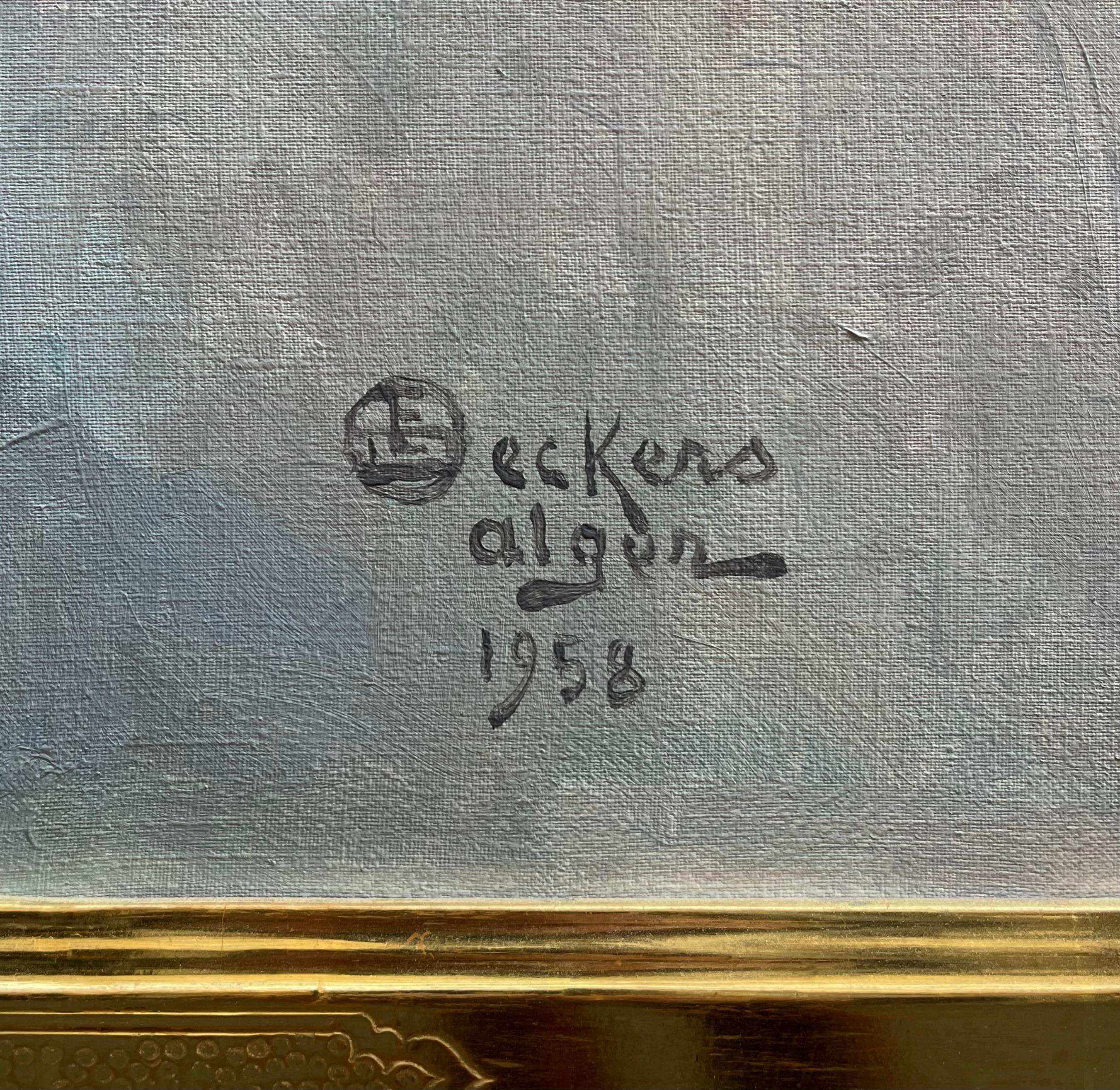 Der blaue Kopfschmuck, Gruppenporträt Orientalisches Ölgemälde, signiert und datiert im Angebot 2