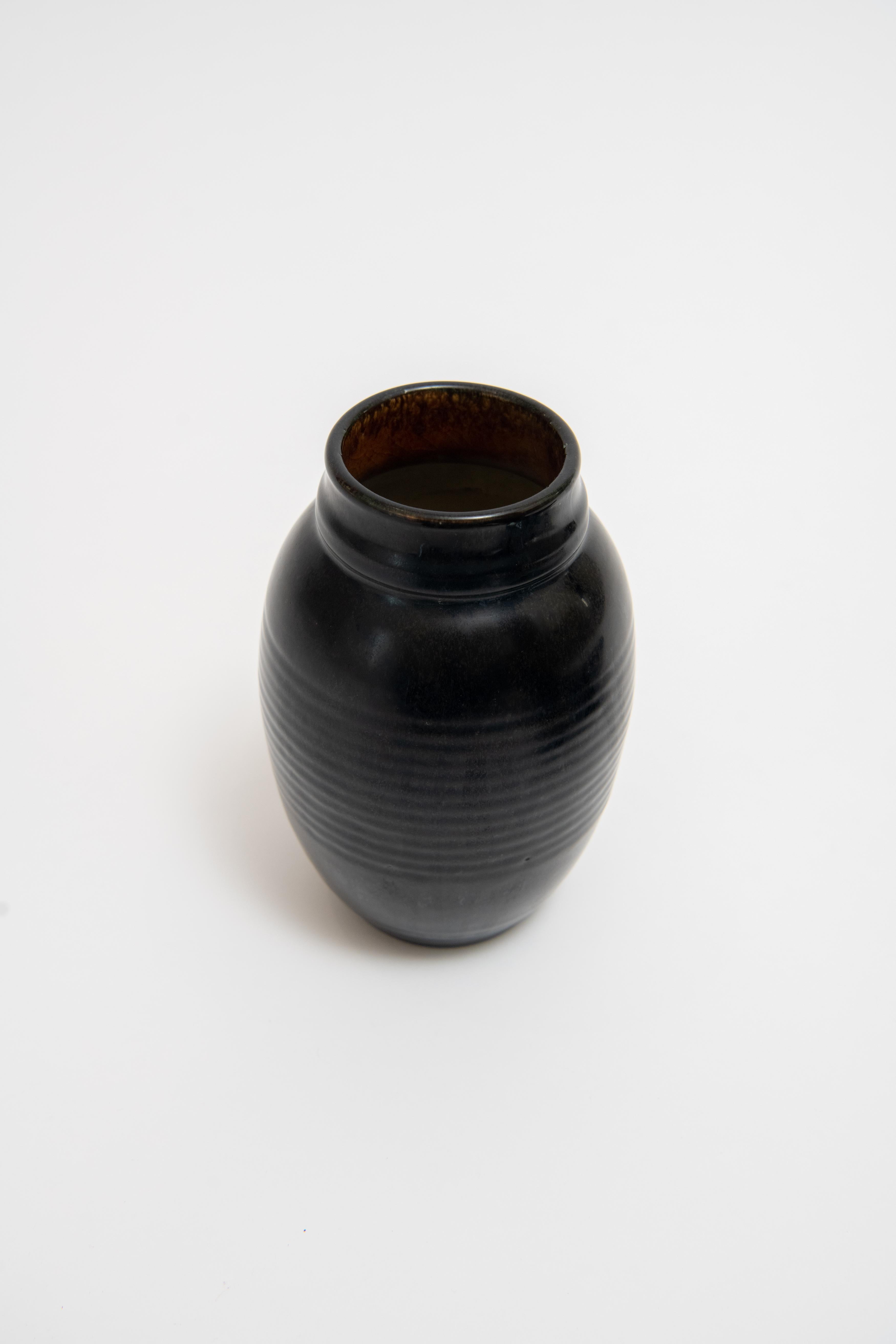 Art Deco Émile Decoeur, Black Glazed Stoneware Vase, c. 1930 For Sale