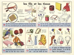 Vintage Emile Deyrolle 'Les Fils et Les Tissues' 1960
