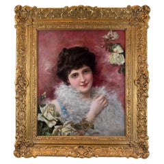 Antique A Fine Portrait Painting Entitled ‘Isabella’ by Emile Eisman-Semenowsky