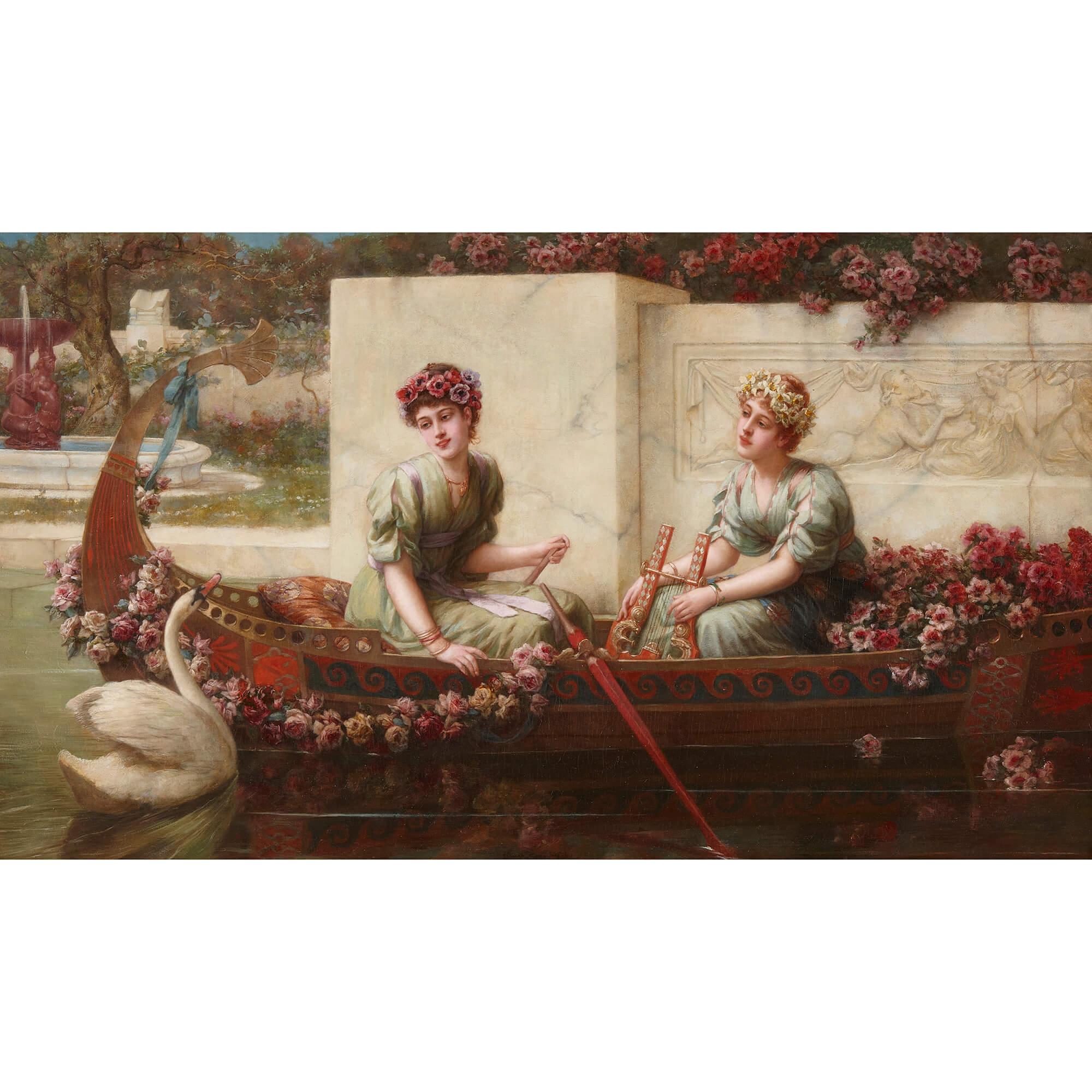 'Fanciulle in fiore', un grande dipinto a olio su tela di Émile Eisman-Semenowsky in vendita 1