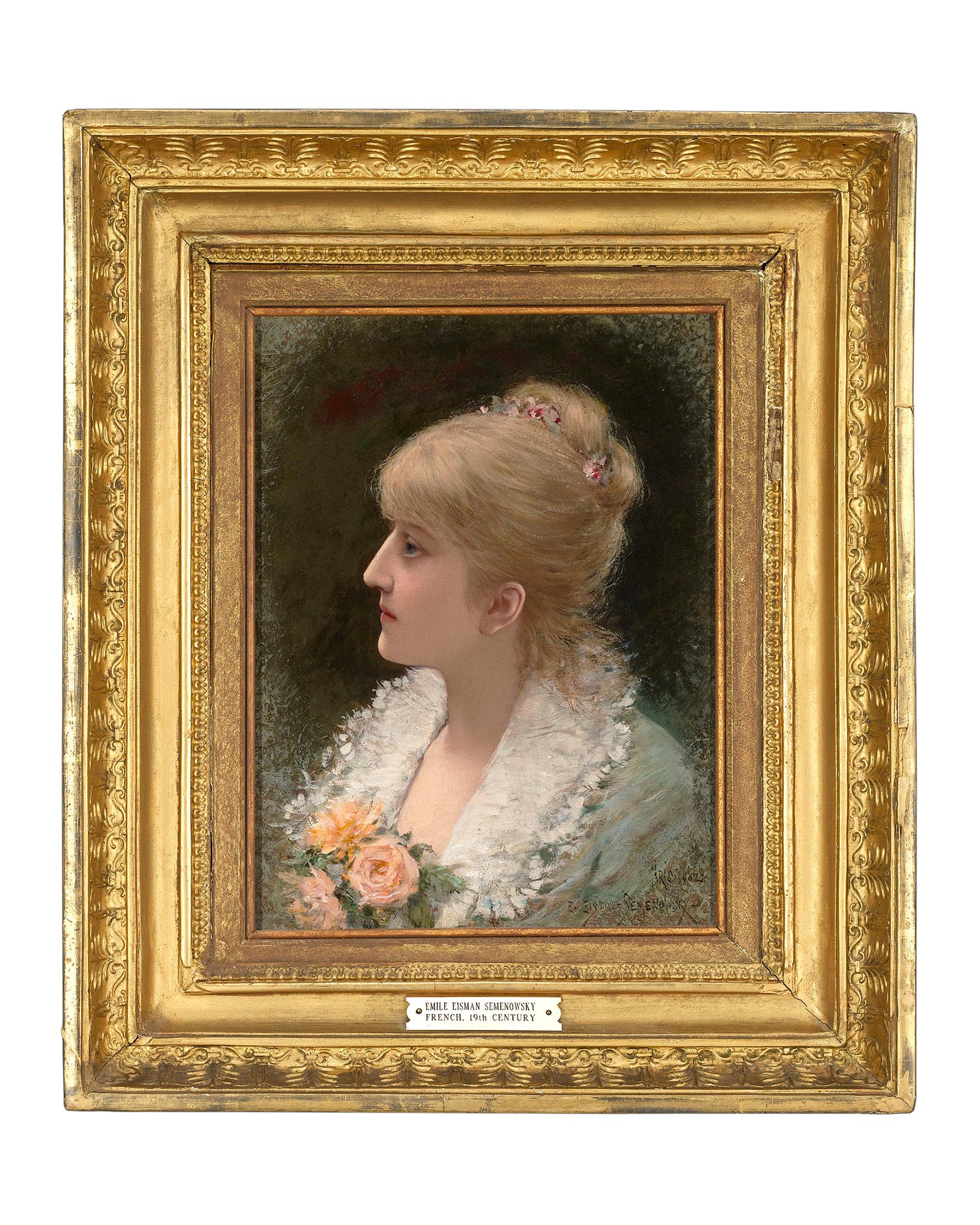Ritratto di giovane donna di Emile Eisman-Semenowsky - Painting di Émile Eisman-Semenowsky