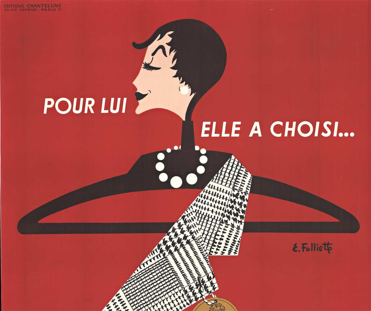 Französisches Vintage-Plakat „Vintage Vetements“, Forchic (Amerikanische Moderne), Print, von Emile Folliette
