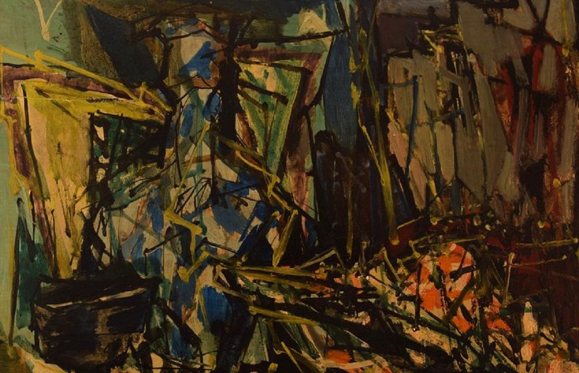 Émile François Jacques Compard (1900-1977), French artist. Oil on woodwork. Abstract composition. Dated 1949.
Measures: 46 x 32 cm.
In very good condition.
Signed and dated.

Émile Compard was born on October 13, 1900 in Paris. He was