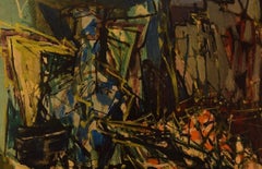 Émile François Jacques Compard, Oil on Woodwork, Abstract Composition