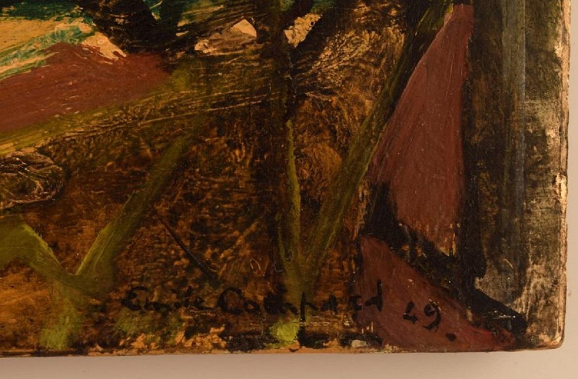 mile Franois Jacques Compard, Öl auf Holzarbeit, abstrakte Komposition (Französisch) im Angebot