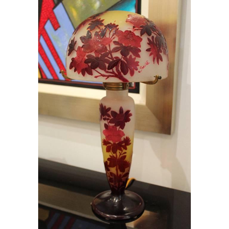 Emile Gallé Acid-Etched Table Lamp In Good Condition In Coral Gables, FL