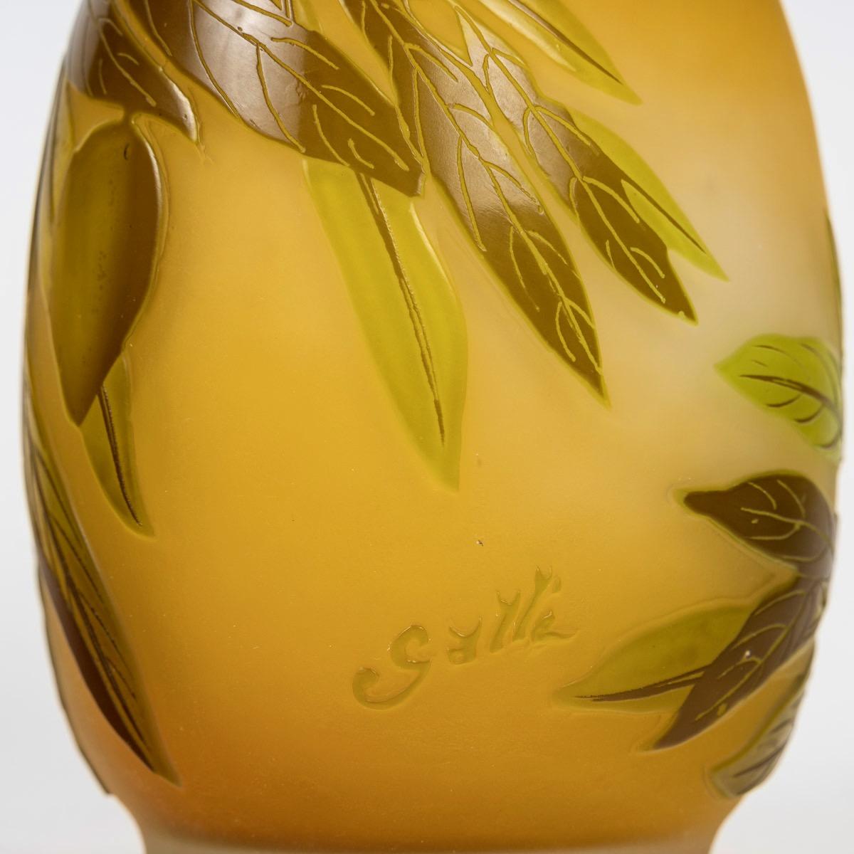 Realizzato con acquaforte Émile Gallé (1846-1904), Vaso in vetro cammeo 