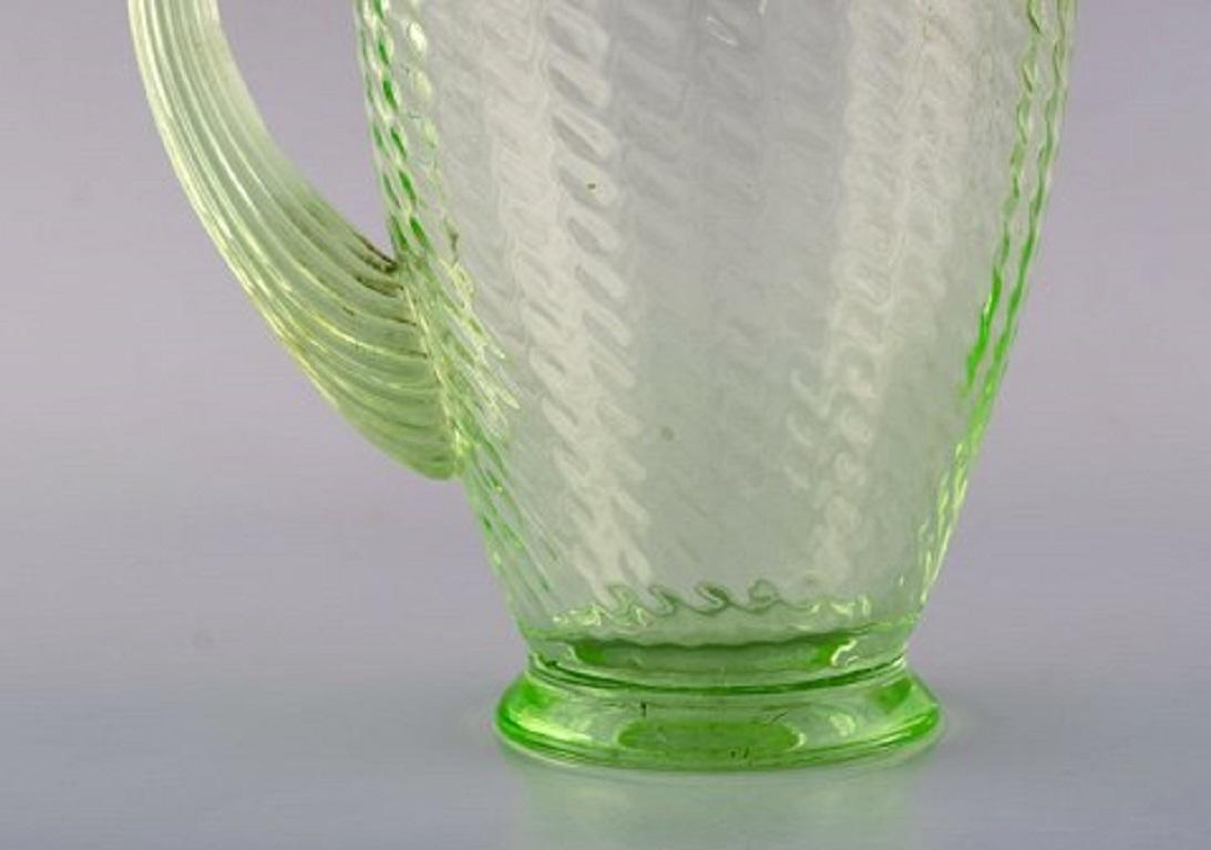 French Emile Gallé, Early and Rare Jug in Mouth-Blown Light Green Art Glass For Sale