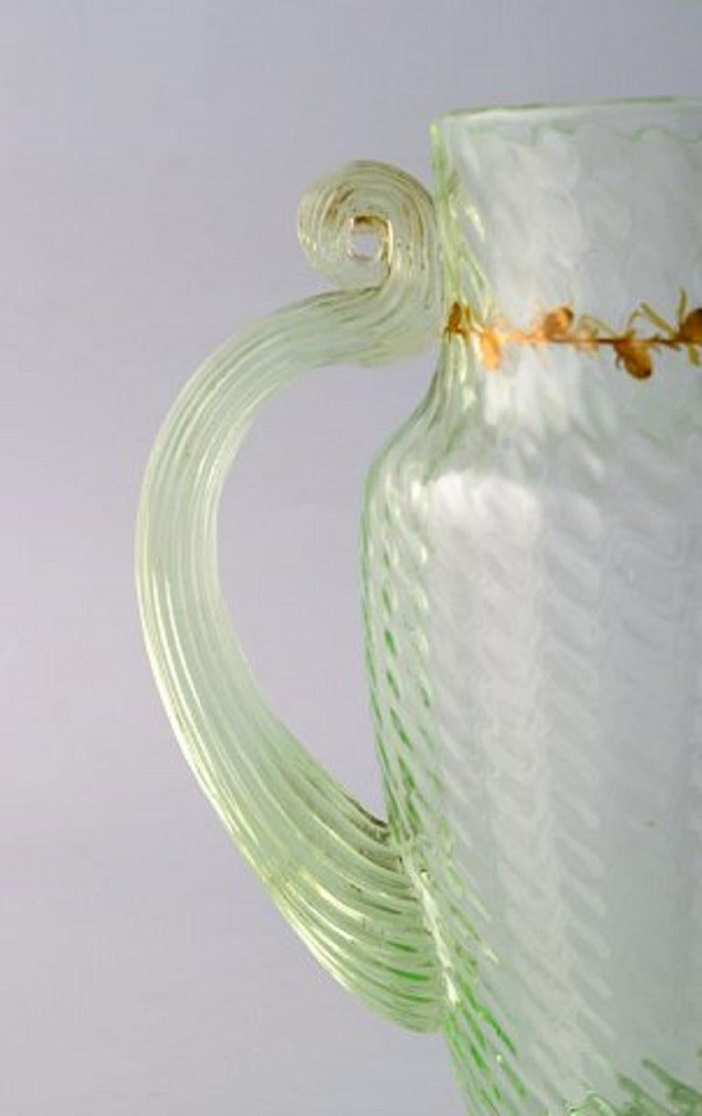 Emile Gallé, Early and Rare Jug in Mouth-Blown Light Green Art Glass In Good Condition For Sale In Copenhagen, DK