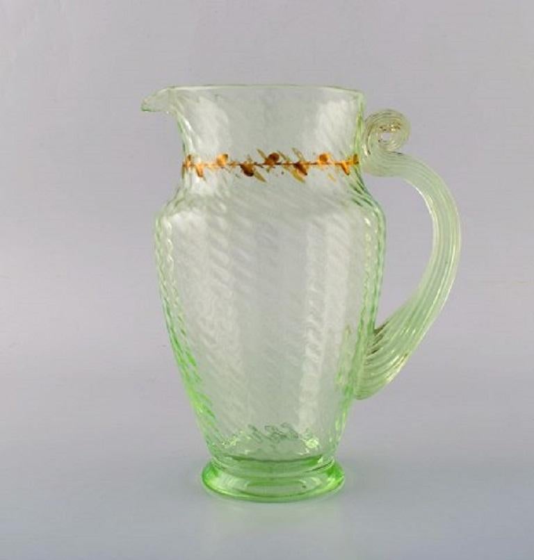 Late 19th Century Emile Gallé, Early and Rare Jug in Mouth-Blown Light Green Art Glass For Sale