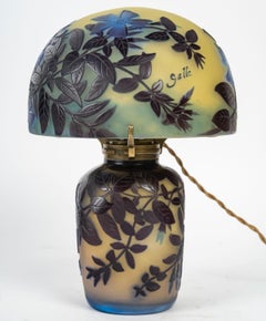Émile GALLÉ (1846-1904) "Fleurs de Pervenches"  Rare Veilleuse Lamp circa 1900