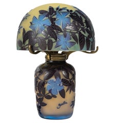 Antique Émile GALLÉ (1846-1904) "Fleurs de Pervenches"  Rare Veilleuse Lamp circa 1900