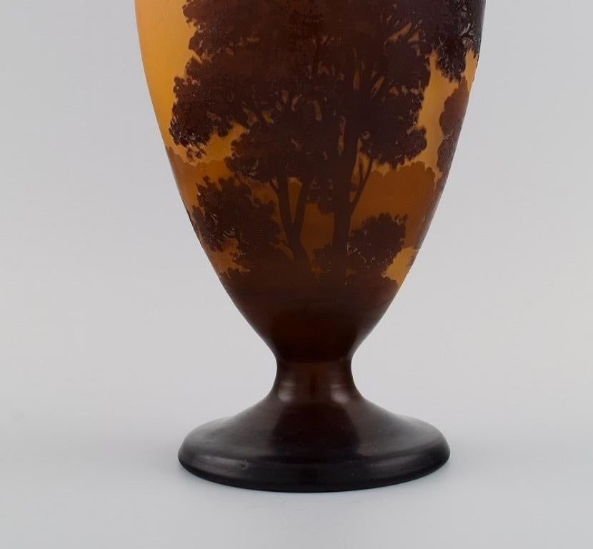 20th Century Émile Gallé (1846-1904), France. Rare vase in mouth blown art glass.  For Sale