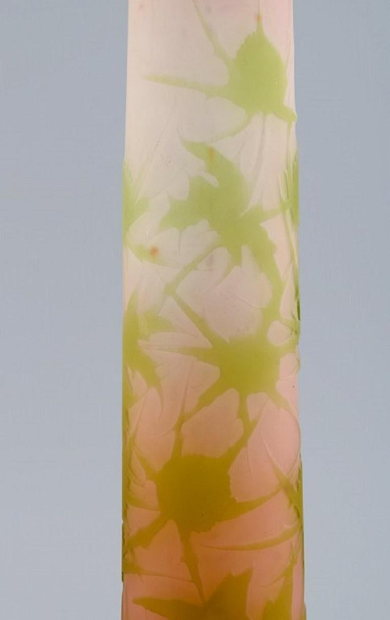 Émile Gallé, France, Vase in Frosted and Light Green Art Glass In Excellent Condition In Copenhagen, DK