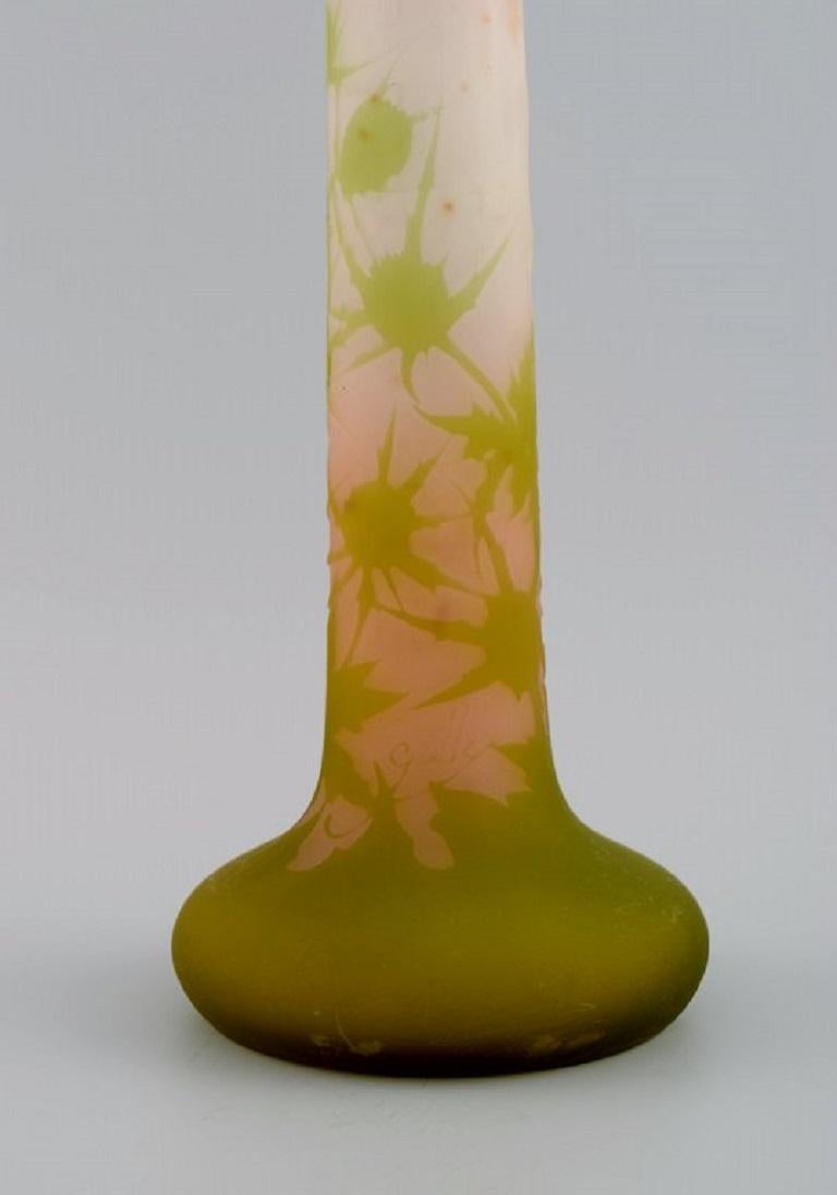 Early 20th Century Émile Gallé, France, Vase in Frosted and Light Green Art Glass