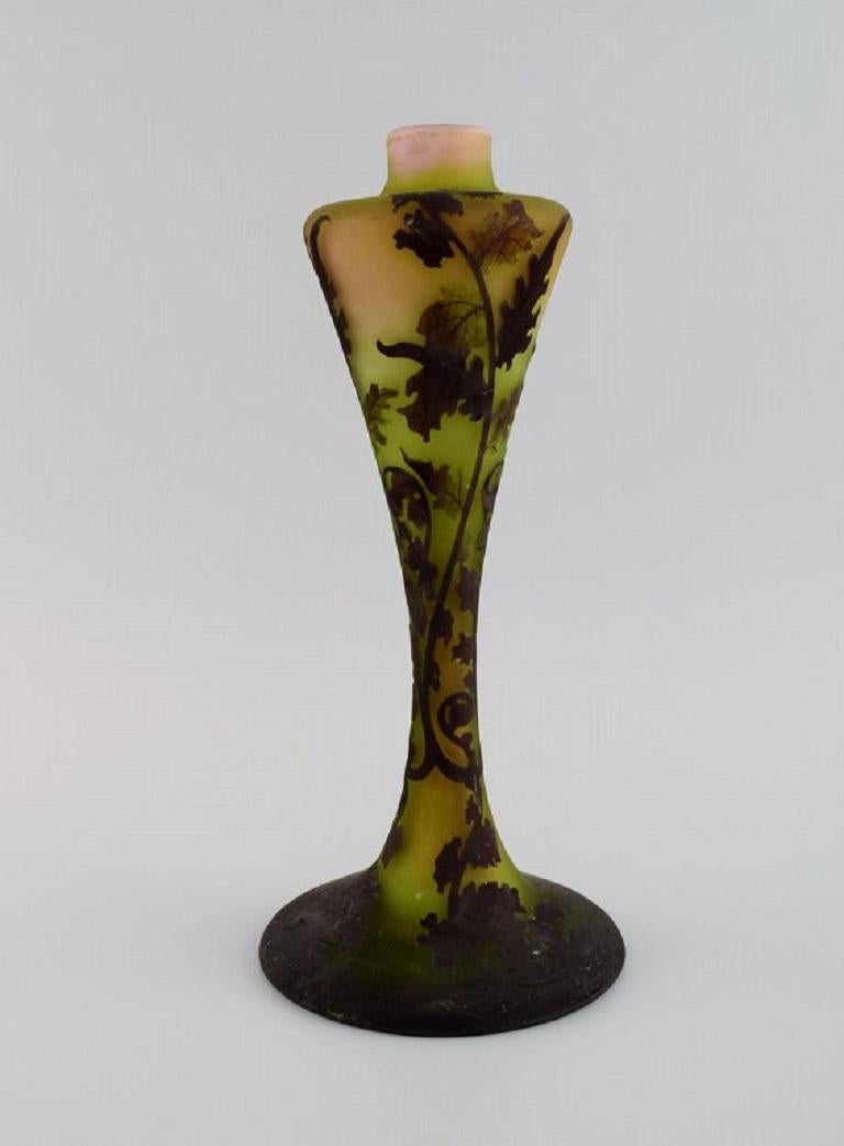 Émile Gallé (1846-1904), France. 
Vase in mouth-blown art glass carved in the form of foliage. Approx. 1900.
Measures: 28 x 13 cm.
In excellent condition.
Signed.