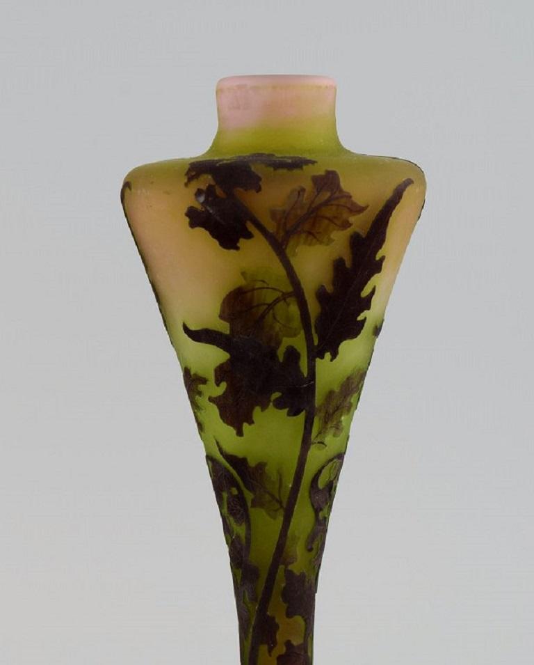 French Émile Gallé, France, Vase in Mouth-Blown Art Glass, Approx. 1900 For Sale