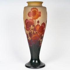 Émile Gallé (1846-1904) French Art Nouveau Glass Vase « Pavots » circa 1910