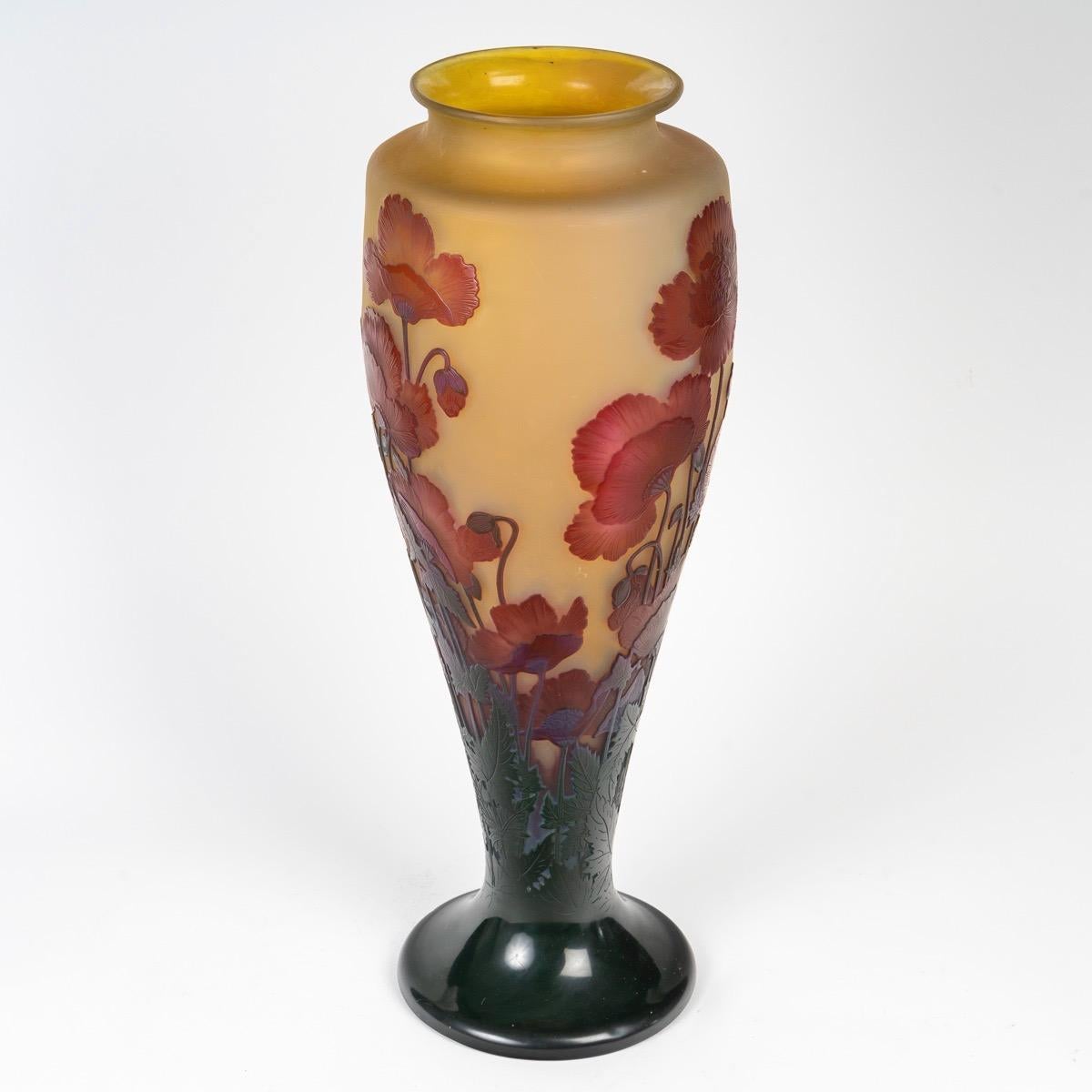 Francese Émile Gallé (1846-1904) Vaso in vetro Art Nouveau francese 