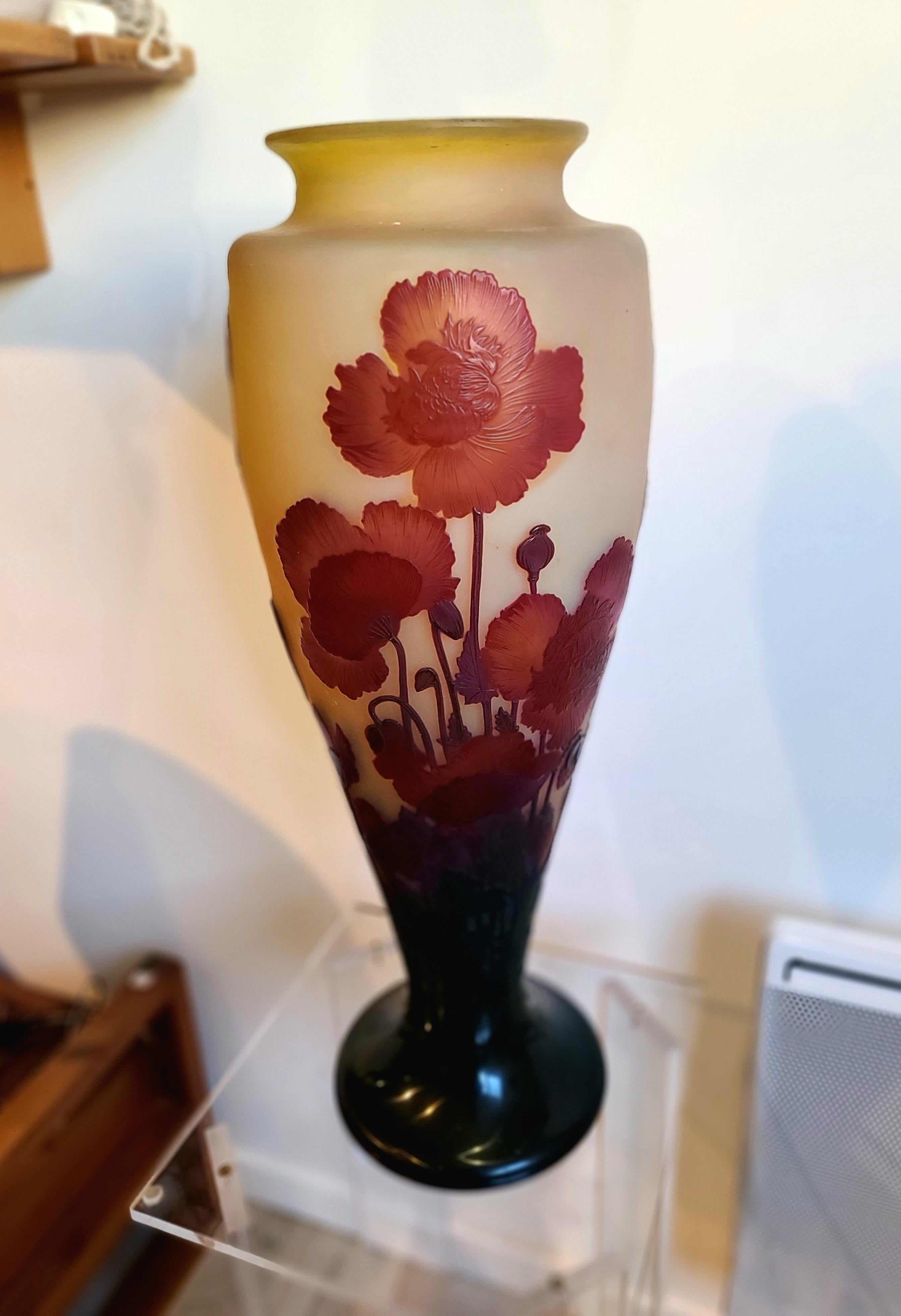 Émile Gallé (1846-1904) Vaso in vetro Art Nouveau francese 
