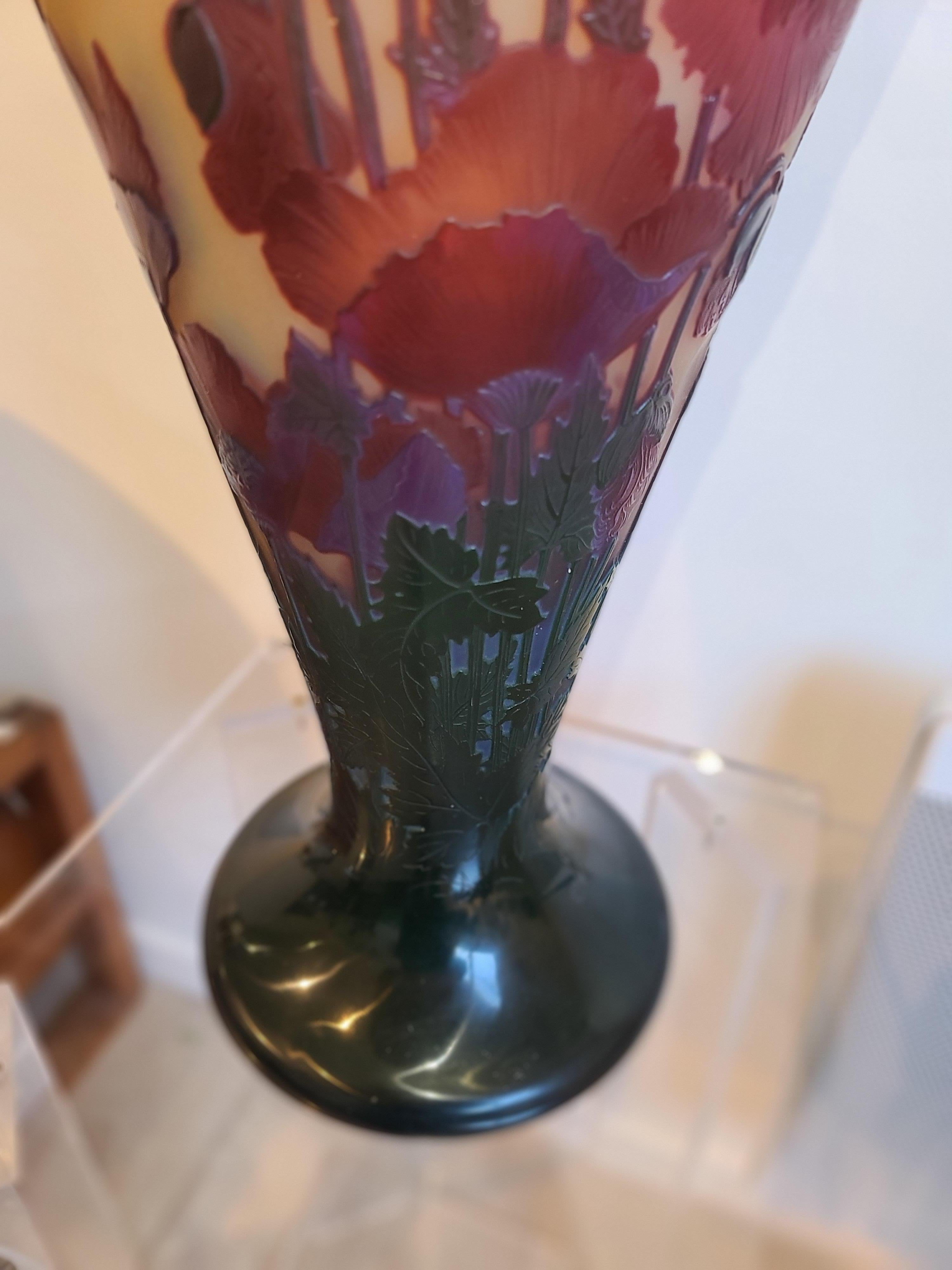 Émile Gallé (1846-1904) Vaso in vetro Art Nouveau francese 