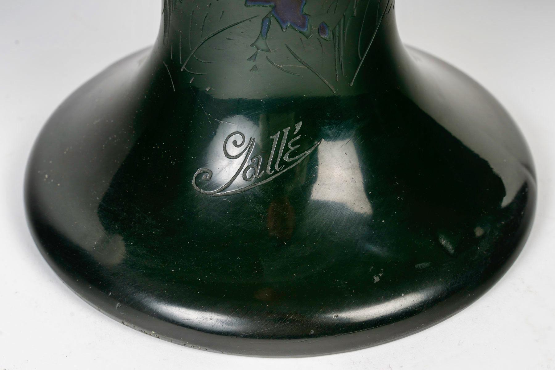Émile Gallé (1846-1904) Vaso in vetro Art Nouveau francese 