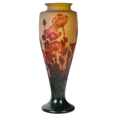 Émile Gallé (1846-1904) Vaso in vetro Art Nouveau francese "Pavots" circa 1910