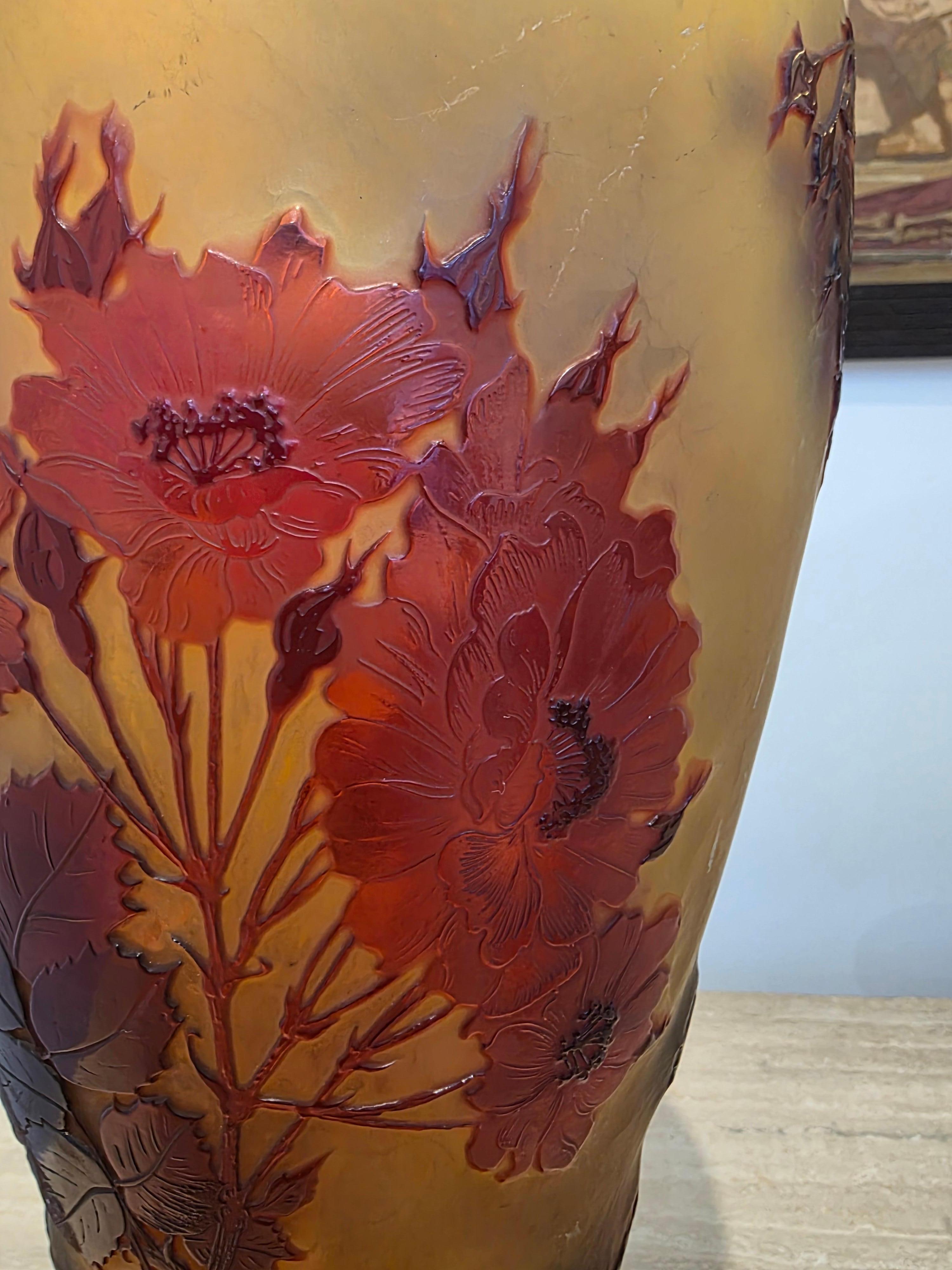 Émile Gallé (1846-1904) Vaso in vetro Art Nouveau francese 