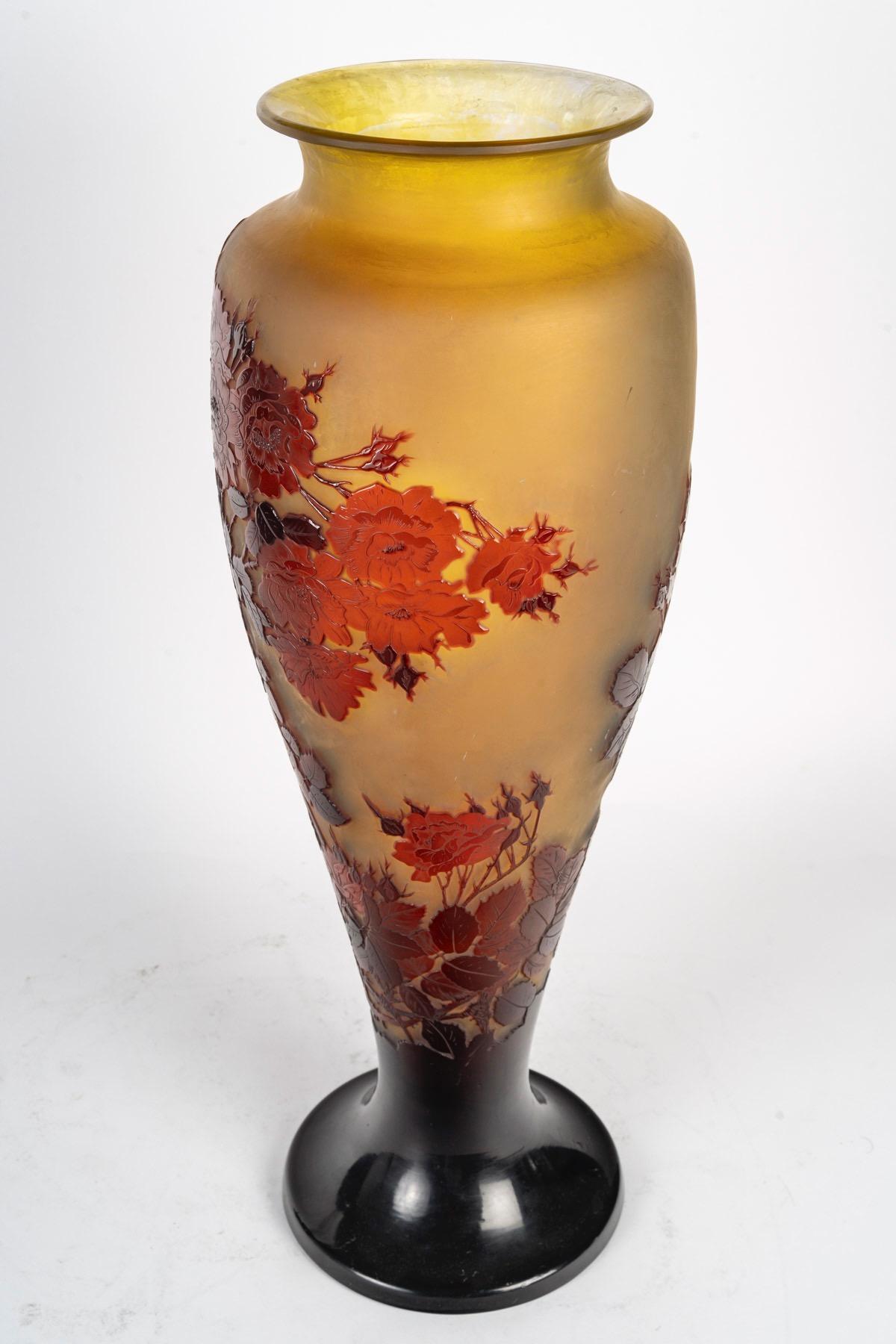 Francese Émile Gallé (1846-1904) Vaso in vetro Art Nouveau francese 