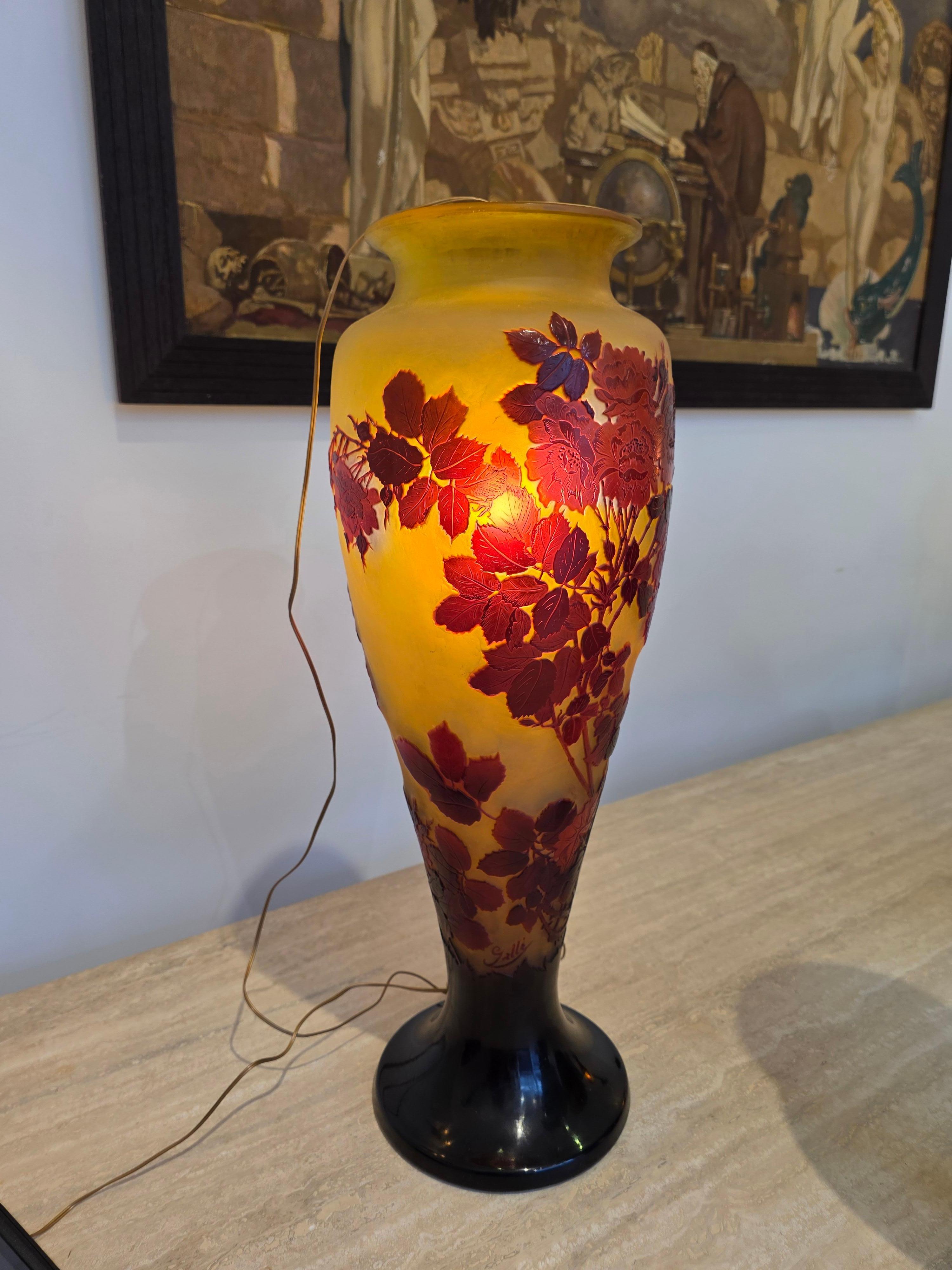 Émile Gallé (1846-1904) Vaso in vetro Art Nouveau francese 