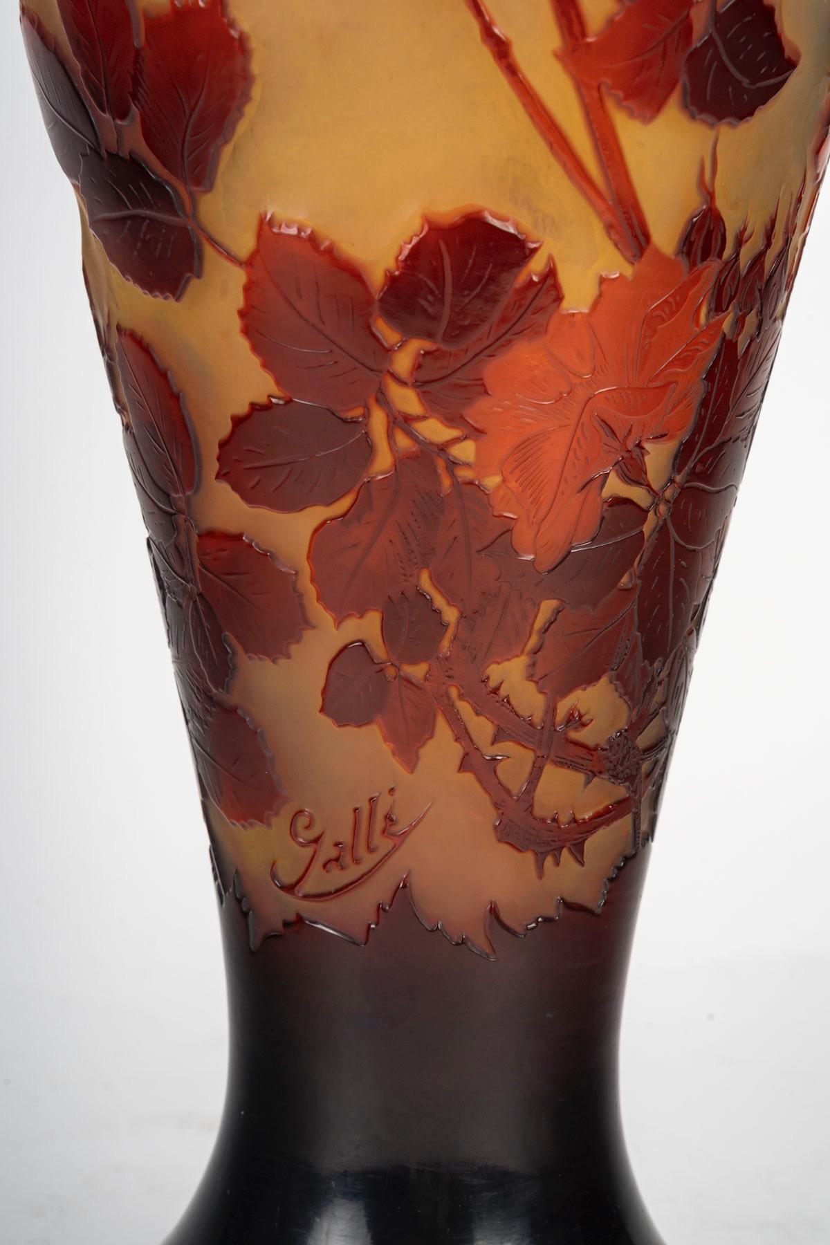 Émile Gallé (1846-1904) Vaso in vetro Art Nouveau francese 