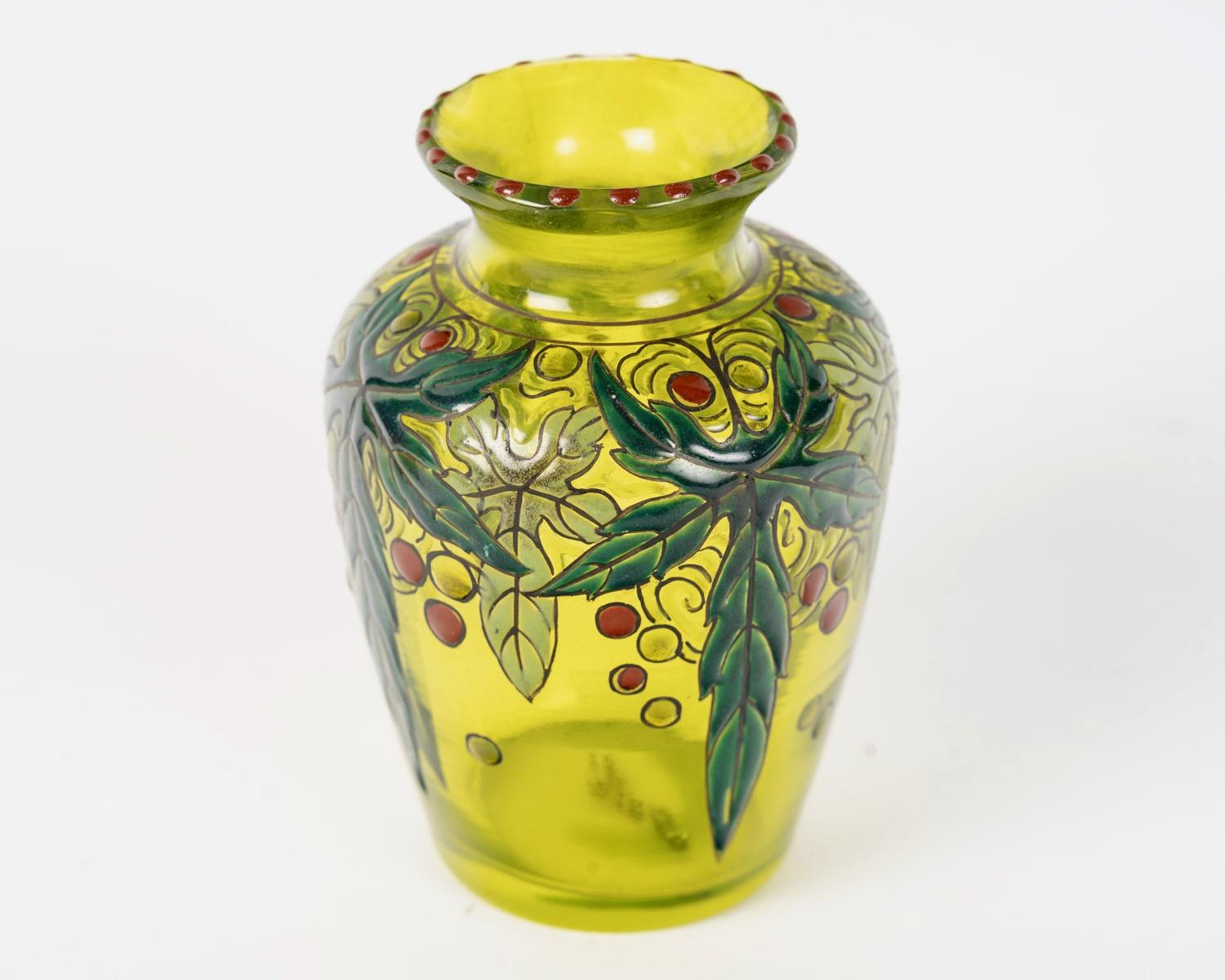 Émile Gallé (1846-1904) , Miniature Art Nouveau Glass Vase, circa 1895 In Good Condition For Sale In Saint-Ouen, FR