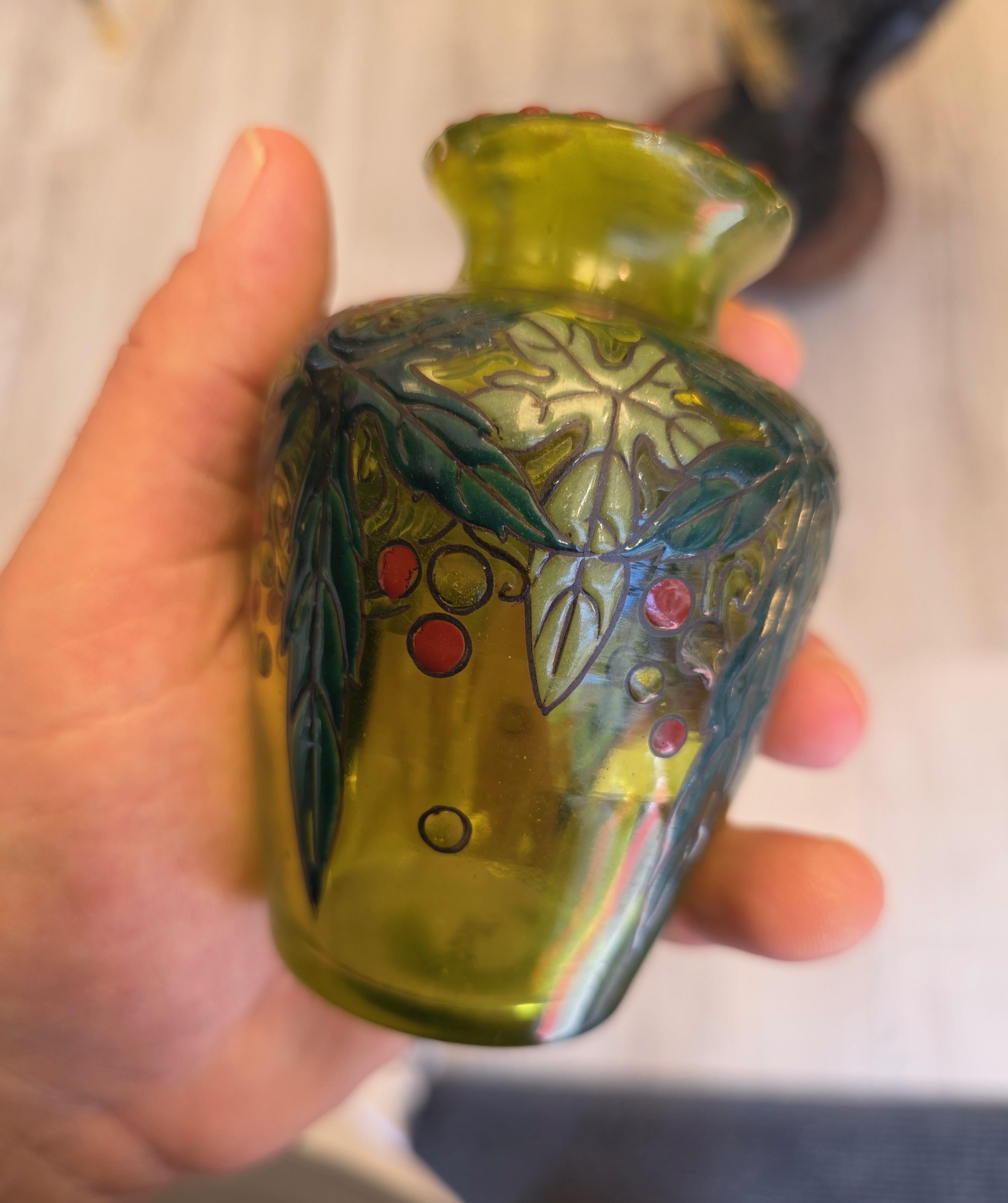 Late 19th Century Émile Gallé (1846-1904) , Miniature Art Nouveau Glass Vase, circa 1895 For Sale