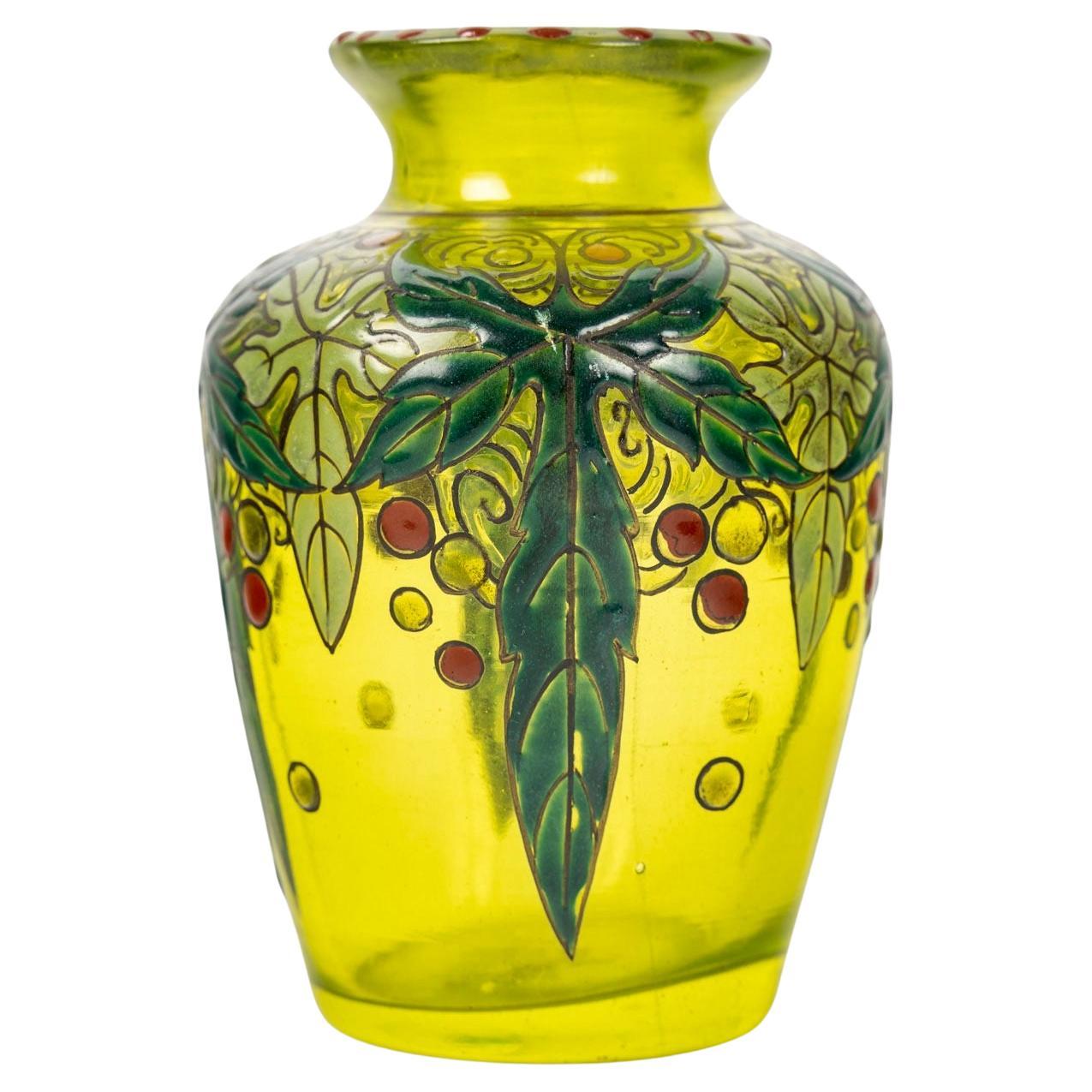 Émile Gallé (1846-1904) , Miniature Art Nouveau Glass Vase, circa 1895 For Sale