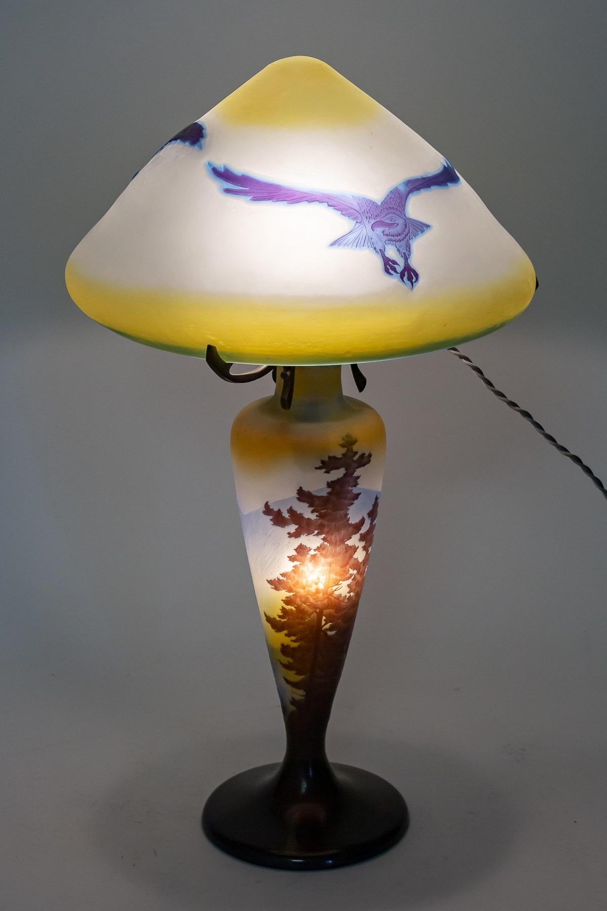 Art nouveau Émile GALLE (1846-1904) Lampe en verre 