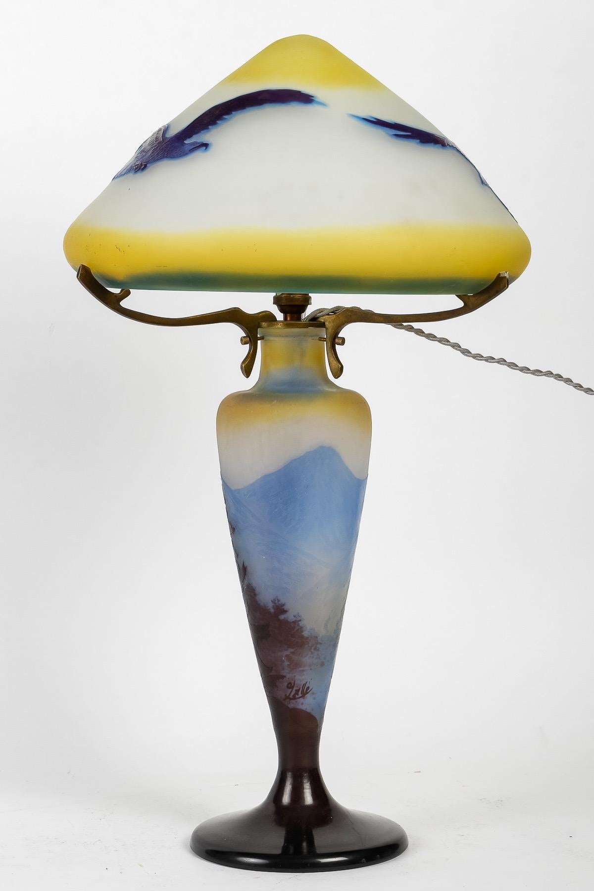 Début du 20ème siècle Émile GALLE (1846-1904) Lampe en verre 