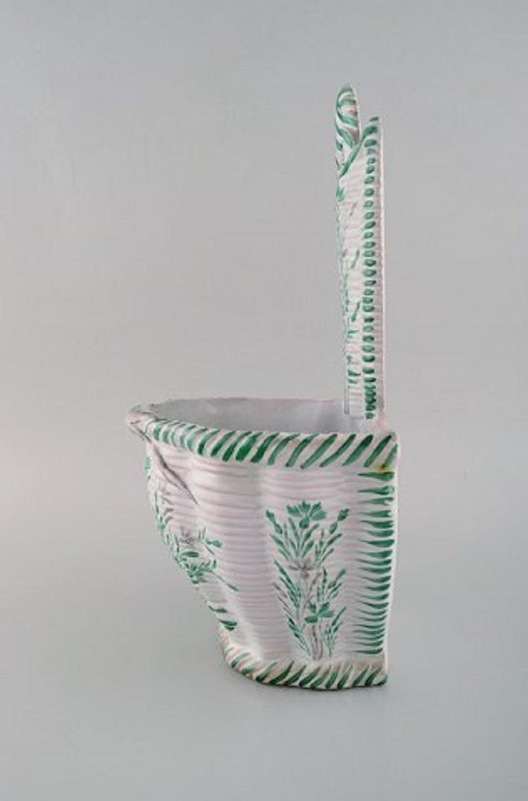 Late 19th Century Emile Gallé, St. Clement, Large Antique Flower Pot for Wall Hanging For Sale