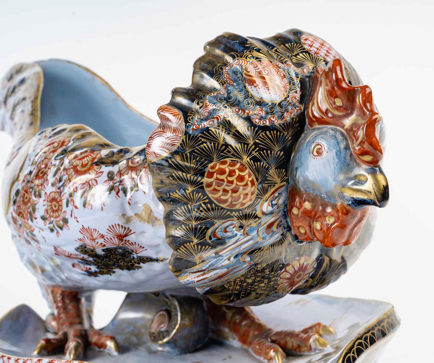 Late 19th Century Émile Gallé (1846-1904) Very Rare Coq/Rooster Jardiniere circa 1880 For Sale