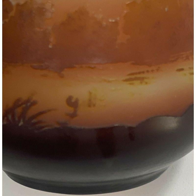 Emile Galle Acid Etched 3 Color Scenic Lake View Cameo Glass Vase, circa 1890 For Sale 3