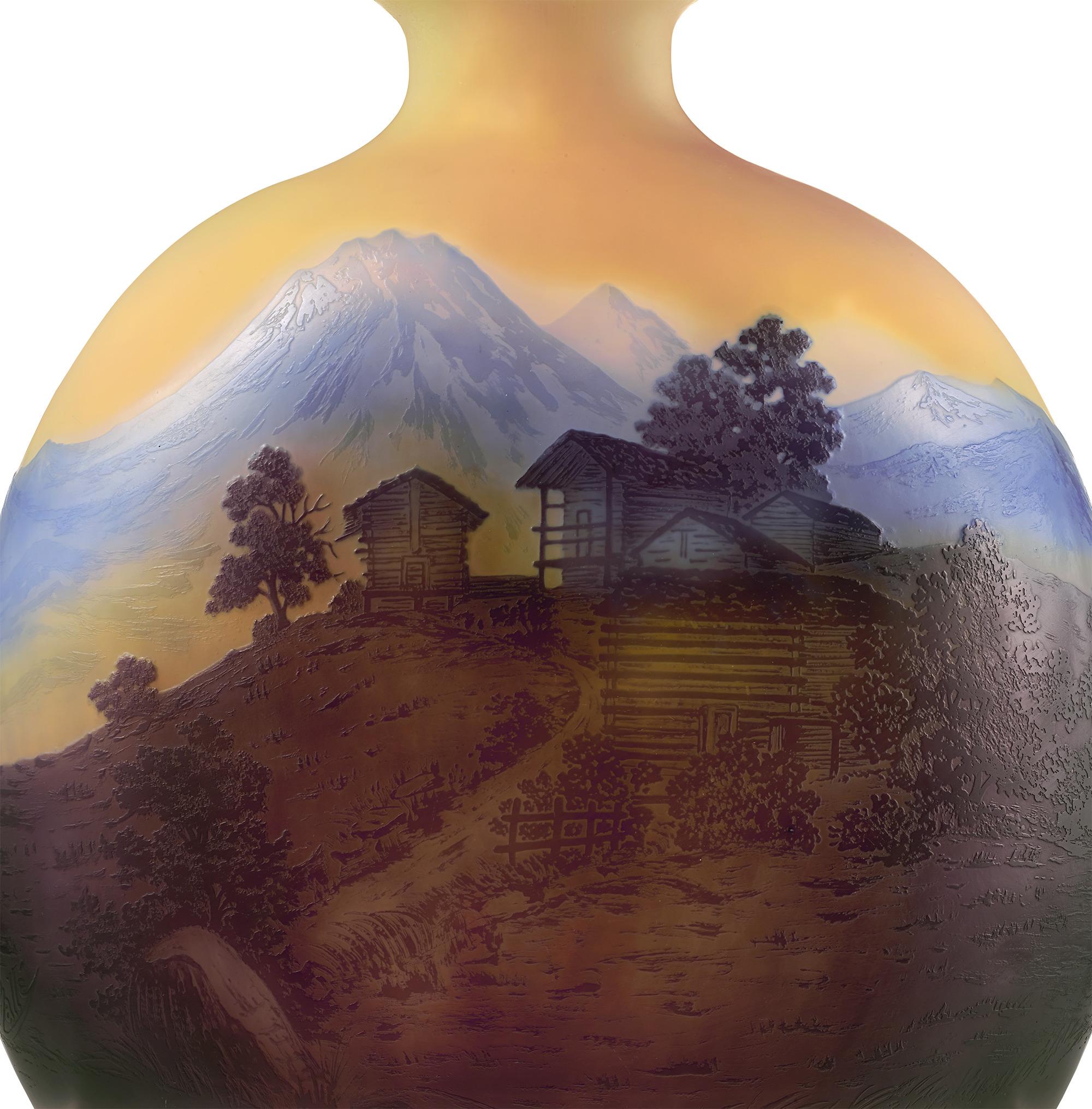Art nouveau Vase en verre alpin Émile Gallé en vente