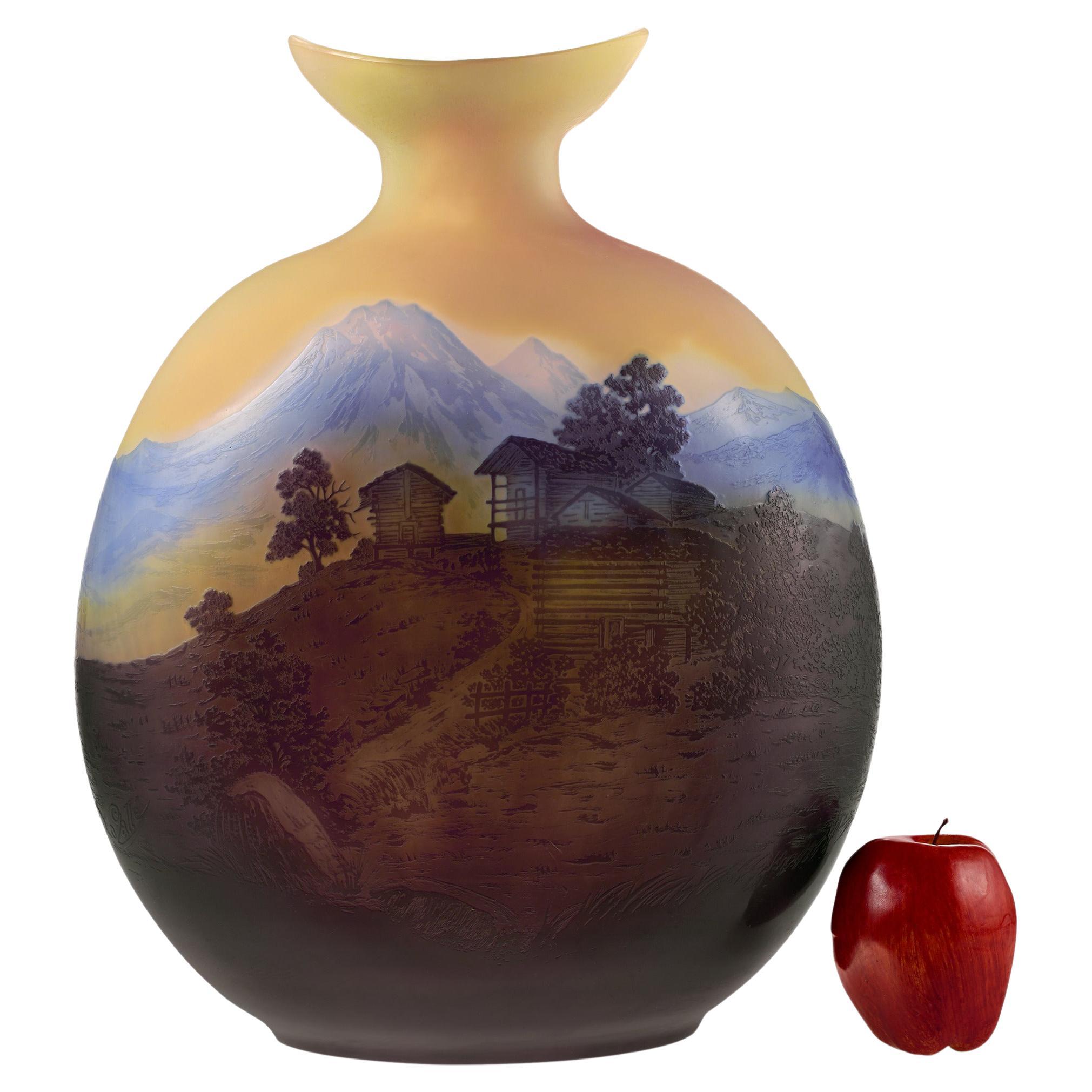 Émile Gallé Alpine Glass Vase For Sale