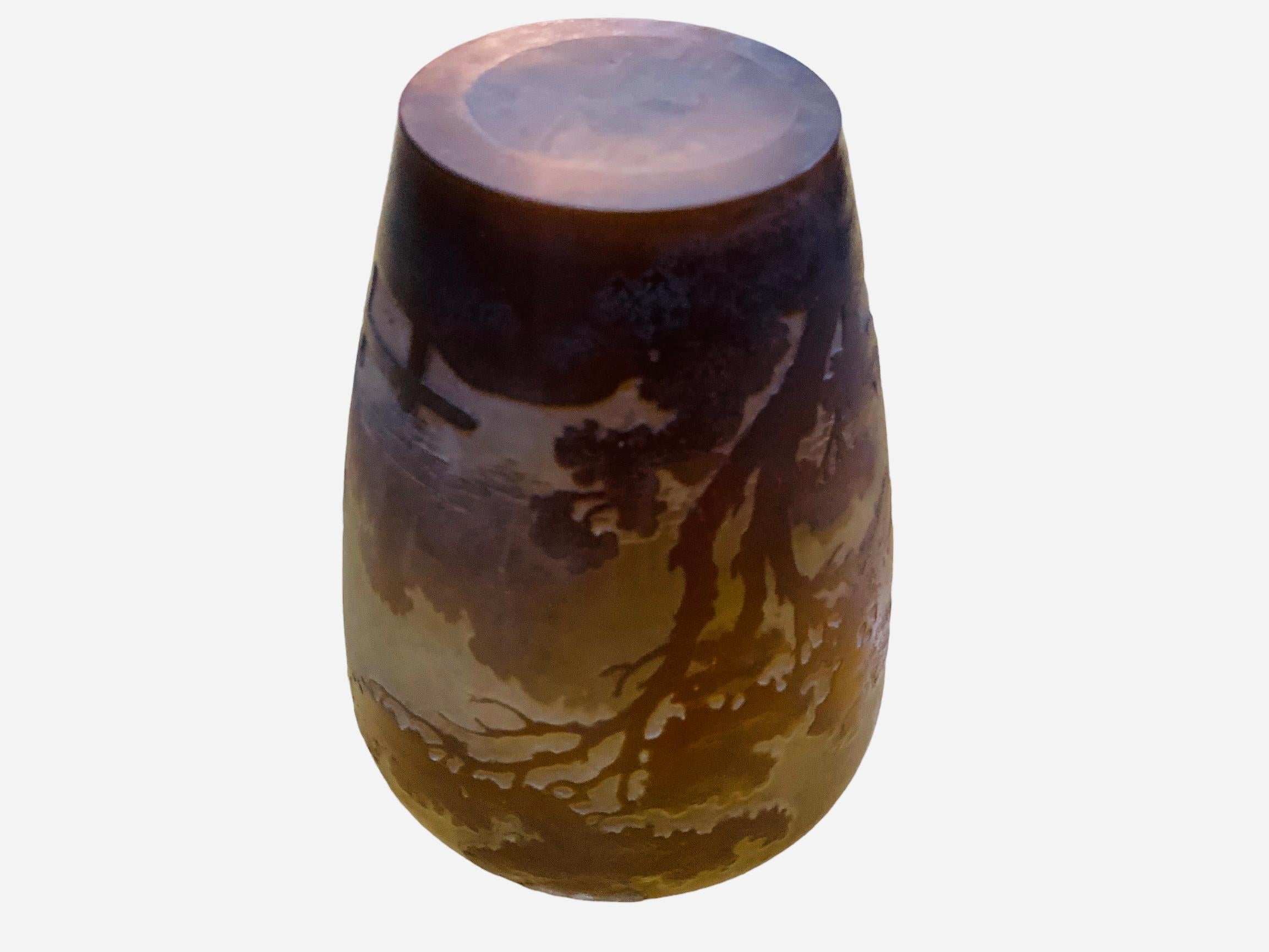 Emile Galle Art Glass Landscape Cameo Vase For Sale 6