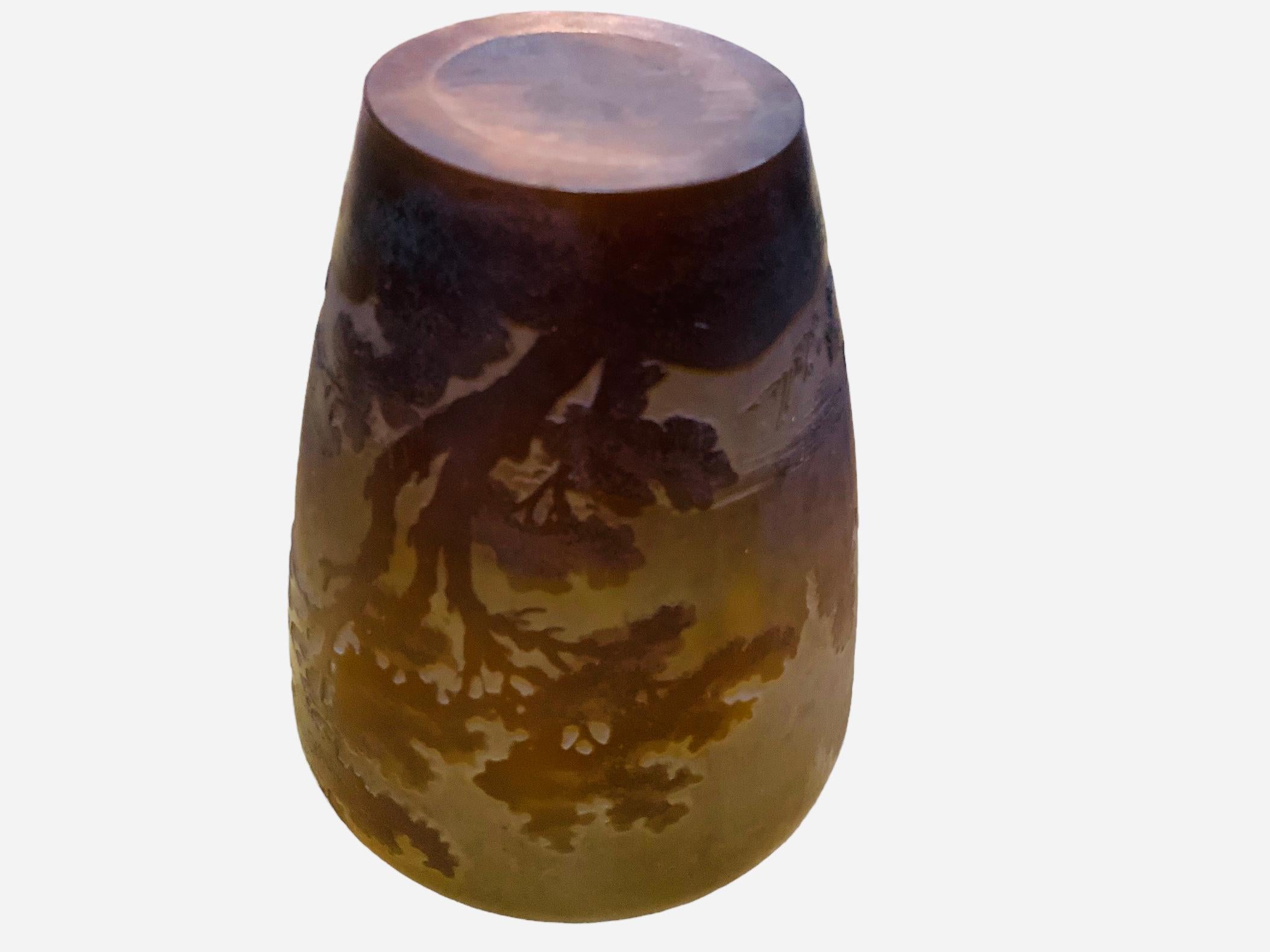 Emile Galle Art Glass Landscape Cameo Vase For Sale 7