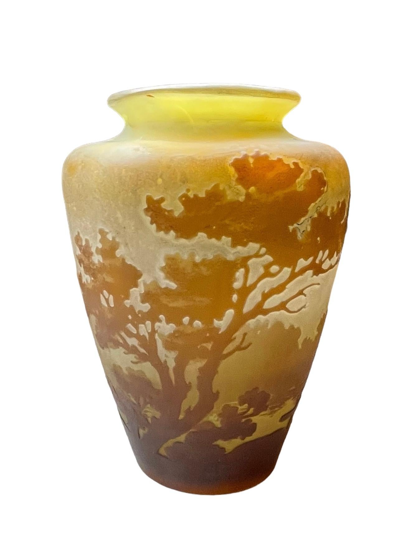 Emile Galle Art Glass Landscape Cameo Vase