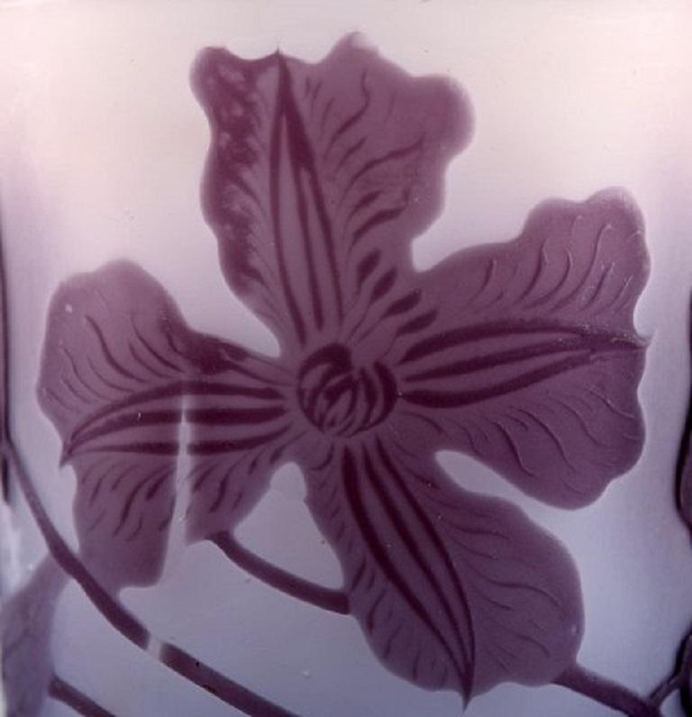 Emile Gallé Art Glass Vase Decorated with Purple Flowers, circa 1910 In Excellent Condition In Copenhagen, DK