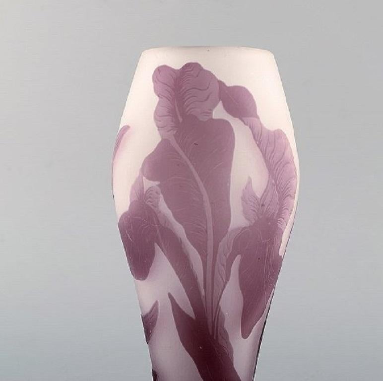 Emile Gallé Art Glass Vase Decorated with Purple Flowers, circa 1910 In Excellent Condition In Copenhagen, DK
